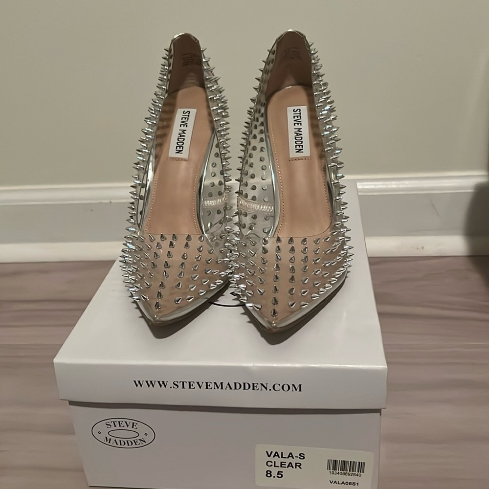 Steve Madden clear studded heel